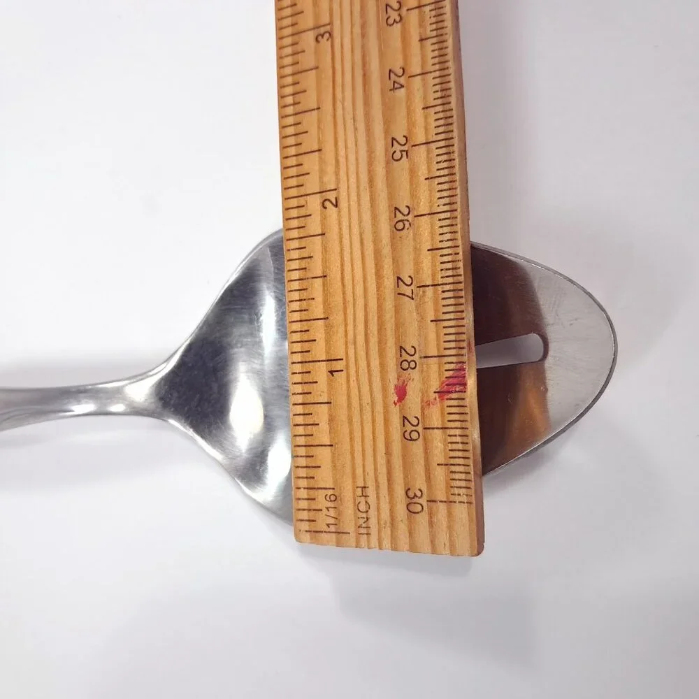 Vintage Sunshine bamboo stainless Korea slotted pierced‎ serving spoon large